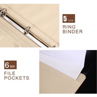 Carpeta de archivos de cuero Faxu, cartera, Compendio Padfolio con Bloc de notas A4, tarjeta y bolsillos para documentos, carpeta de anillas marrón con lazo para bolígrafo