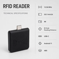 Lecteur de cartes RFID USB C IC de type C 13,56 MHz ISO14443A, Plug and Play pour Android