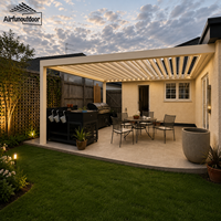 Pergola motorisée Airfun Outdoor, résistante aux intempéries, en aluminium avec revêtement poudré, toit à lames orientables, imperméable, pavillon de patio avec éclairage LED