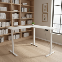Bureau de travail ergonomique moderne en forme de L, hauteur réglable automatiquement de 72 à 120 cm, construction durable et écologique, facile à assembler