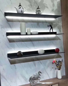 Tall IP65 Rated Display Shelf Dimmable LED <strong>Floor</strong> <strong>Lamp</strong> with <strong>Cordless</strong> Built-In Lights Wall Mounted Floating Glass Display - Product Image 1