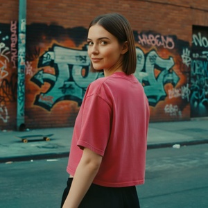 2026 JKM T-shirt Oversize Vintage da Donna, Tinta Unita, Casual, Crop Top a Maniche Corte in Cotone con Lavaggio Acido, Stile Boyfriend, per Allenamento - Product Image 2