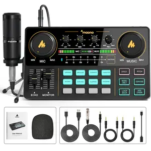 MAONOCASTER Portable Studio Microphone With Professional Live Sound Card Set Phone Computer Audio Mixer Podcast Equipment Bundle