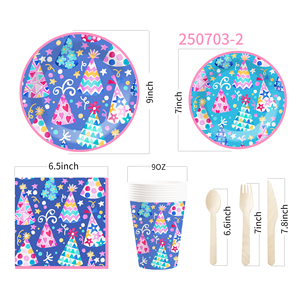 DAMAI Nuevo Juego de Vajilla para Fiesta de Cumpleaños Infantil con Diseño de Gorro, Incluye 7 y 9 Platos de Papel, Vasos y Servilletas para 8 Invitados - Product Image 6