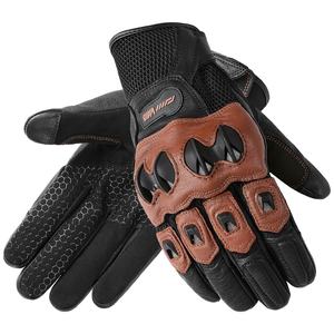 वेमर गर्मी मोटरसाइकिल सवारी दस्ताने पुरुषों चमड़े के रेट्रो मोटोक्रॉस दस्ताने दस्ताने काले भूरे रंग - Product Image 3