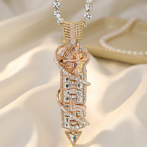 Collier pendentif en argent 925 plaqué or avec moissanite VVS, breloque pendentif VVS taille brillant rond, bijoux personnalisés pour fête hip-hop - Product Image 2