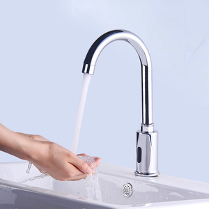 Automatic Sensor Faucet Basin Tap Single Hole Deck Mounted Brass Valve Inductive No Handle DC 6V AC 220V - Product Image 1