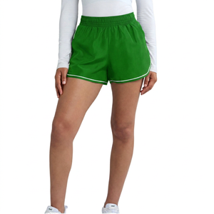 Shorts de sport et yoga 2-en-1 pour femme, taille haute, séchage rapide, avec poches, couleur unie contrastante, logo personnalisé - Product Image 3