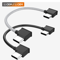 Cable USB-C Trenzado de Nailon en Ángulo Recto Personalizado de 0.15M con Conductor de Cobre Puro, Carga Rápida de 60W para Controlador de Drones