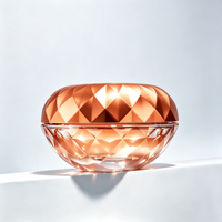 Pot de crème pour le visage ovale de luxe avec design à facettes de diamants, 50g 30g, bouteille en verre cosmétique avec logo personnalisé, bouchon à vis, emballage pour soins de la peau