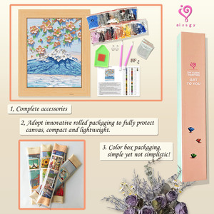 Pintura de Diamantes del Monte Fuji con Flores de Cerezo, Kit de Arte DIY con Diamantes Redondos, Marco Rectangular, Cristales de Estrás, Decoración de Paisaje Japonés - Product Image 3