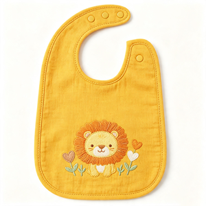 Bavoir bébé brodé motif dessin animé mignon en coton doux, réglable avec boutons-pression, pour nouveau-né, unisexe, pour l'alimentation <span class=keywords><strong>des</strong></span> nourrissons - Product Image 3