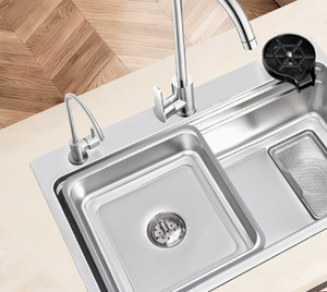 Stainless Steel Kitchen Sink Single Bowl with <b>Drain</b> <b>Rack</b> - Product Image 2