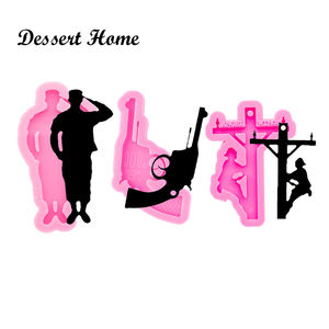 DY0645 brillant soldat porte-clés Silicone époxy moule résine artisanat, pistolet polymère argile <span class=keywords><strong>chocolat</strong></span> Fondant Sugarcraft moules à gâteaux - Product Image 1