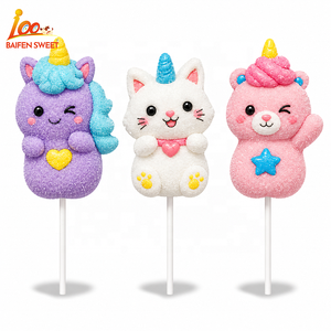 Disponible en gros mélange fruits aromatisés dessin animé bonbons coeurs délicieux guimauves sucette barbe à papa - Product Image 3