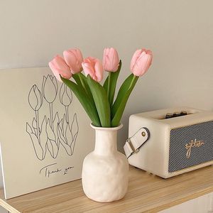 Jarrón de flores de tulipán artificial, flores de seda para decoración del hogar, sala de estar, accesorios de boda, estilo clásico, moldeado por inyección - Product Image 2
