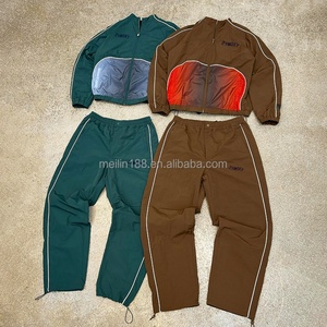 Custom Polyester <b>Zip</b> <b>up</b> <b>Jackets</b> and Nylon Track Pants 3m Reflective Waterproof Windproof Jogger Set Windbreaker Tracksuit - Product Image 1