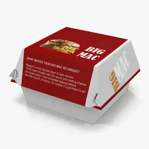 Custom Eco-friendly Burger Package Box Clam Shell Hamburger Container Box Food,food & Beverage Packaging Customized Disposable