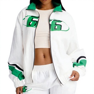 Trendy Custom Women Loose Fit Nylon Windbreaker Track Suit OEM Zip Jacket and Wide Leg Pants <b>Lightweight</b> Streetwear Hiking <b>Coat</b> - Product Image 6