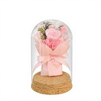 Bouquets de fleurs éternelles populaires dans un verre, roses éternelles dans un verre avec lumières LED, boîtes cadeaux
