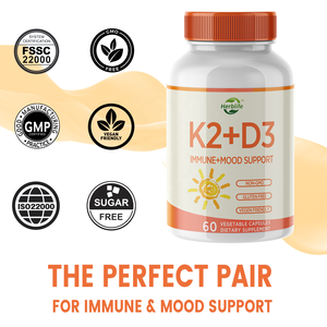 Complément de Vitamine D3 K2 Biodisponible Haute Puissance HACCP OEM ODM – Vitamine D3 avec Vitamine K2 MK7 pour la Santé Cardiaque et Osseuse - Product Image 4