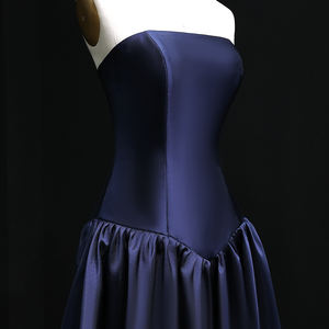 शेरन ने कहा कि शादी की औपचारिक पार्टी के गाउन के लिए 480 स्ट्रैपलेस नेवी ब्लू कलर की ड्रेस-नो स्टॉक - Product Image 4