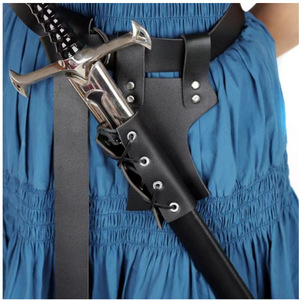 Funda de <span class=keywords><strong>espada</strong></span> de cuero Medieval europeo para Cosplay, soporte de <span class=keywords><strong>espada</strong></span> para fiesta de juego de rol LARP, cinturón colgante de cuero de imitación para Cosplay - Product Image 6