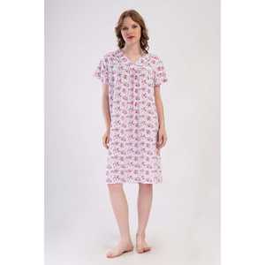 Camisón de Algodón para Mujer Anna, Manga Corta, Estampado Floral Clásico, Ropa de Dormir Suave, Blanco - Product Image 1