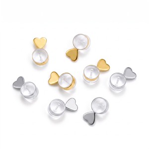 Gold Plated Heart <strong>Earring</strong> <strong>Backs</strong> Silicone Brass Secure <strong>Locking</strong> <strong>Earring</strong> Findings Replacement Anti-drop Ear <strong>Backs</strong> for <strong>Earrings</strong> - Product Image 5