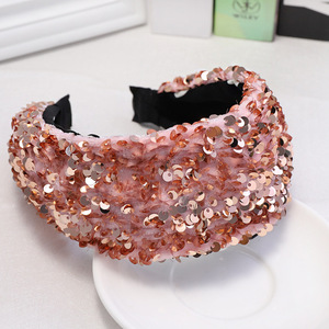 LRTOU New Design Wholesale Custom Girls Bling Plastic Hair Band Fancy Paillette Fabric Flat <strong>Sequin</strong> Hairband <strong>Headband</strong> For Women - Product Image 5