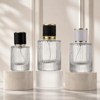 Flacon de parfum en verre de luxe de forme ronde avec pulvérisateur doré et bouchon à vis 30ml/50ml, atomiseur de parfum vide pour emballage cosmétique