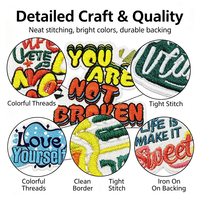 Patchs brodés à la mode avec lettres anglaises de dessins animés, badges brodés par ordinateur, appliques thermocollantes pour vêtements, sacs et accessoires