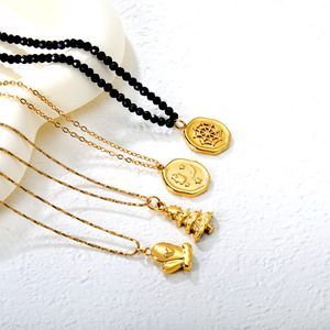 Collar de Acero Inoxidable Chapado en Oro de 18k con Colgante de Telaraña de Halloween para Mujer, Joyería de Fiesta con Dijes Temáticos - Product Image 1