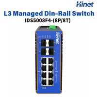 Commutateur réseau Ethernet industriel géré de couche 3, 8 ports Gigabit avec 4x10G SFP+ Uplink, pour montage sur rail DIN, conforme EN50155 pour le secteur ferroviaire
