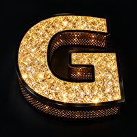 Enseignes LED 3D modernes en cristal et diamant, lettres alphabétiques personnalisées en verre concassé pour la décoration de vitrines de luxe et l'image de marque