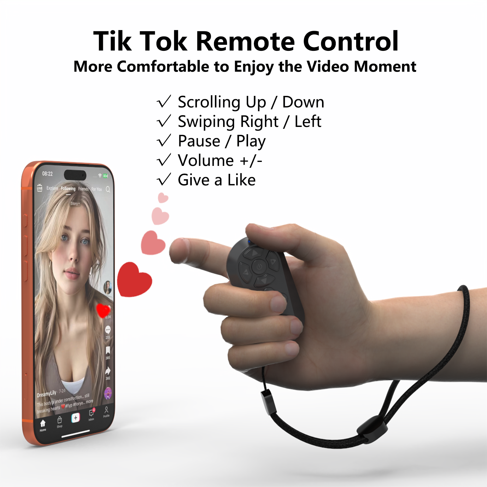 <strong>2026</strong> Viral Remote <strong>Controller</strong> for TikTok Instagram Scroller Wireless <strong>iPhone</strong> iPad Android Camera Shutter for Influencers