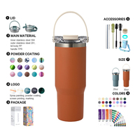 Gobelet de voyage en acier inoxydable 900 ml avec logo personnalisé, poignée et couvercle 2-en-1, double paroi isolée sous vide, pour porte-gobelet de voiture