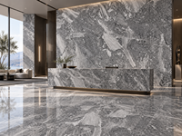 Dalles de marbre gris serbe en pierre naturelle pour tables sur pieds, plans de travail de cuisine, panneaux muraux de douche, seuils et plinthes.