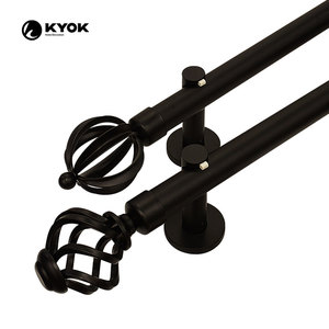 Tringles à rideaux noires KYOK de 3/<span class=keywords><strong>4</strong></span> po de diamètre avec embouts torsadés en forme de cage, tringles à rideaux extensibles pour fenêtres - Product Image 6