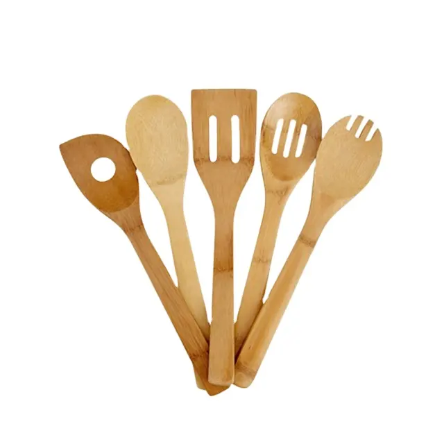 Venda quente Cozinhar Espátula Colher de Sopa Conjunto-5 Peças Utensílios de Cozinha Utensílios de Cozinha de Bambu