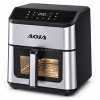 Friteuse à air numérique AOJA 8L 1800W avec fenêtre visible, arrêt automatique, signal sonore de fin de cuisson, protection contre la surchauffe, compatible lave-vaisselle, revêtement antiadhésif