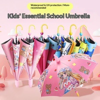 Parapluie entièrement automatique pour enfants avec logo lapin de dessin animé, idéal pour filles, garçons, maternelle, tout-petits et élèves du primaire (8-9 ans)