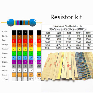 Résistances à film métallique 5 bandes 1/4W, tolérance 1%, pack de résistances axiales comprenant 30 valeurs de <span class=keywords><strong>résistance</strong></span> courantes, 20 pièces de chaque <span class=keywords><strong>valeur</strong></span> - Product Image 2