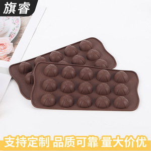 Silicone Chocolate Mold 15 Cavity Spherical Fondant Cake Decoration Baking Tool Coffee Brown Oven Safe Dishwasher Safe - Product Image 2