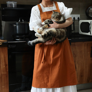 <b>Kitchen</b> Water Resistant Bib <b>Apron</b> Solid Color Simple Style Daily Use Cotton Pleated Skirt Baking Vest <b>Apron</b> - Product Image 3