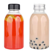 Bouteilles de jus en plastique PET réutilisables en forme de boule de bowling pour la préparation de jus, de lait, de smoothies, de boissons énergisantes et de sodas, avec bouchon à vis noir