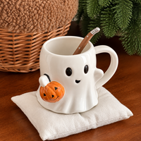 Mug en céramique fantaisie pour Halloween : Citrouille, Fantôme, Elfe mignon, Tasse à eau amusante, Cadeau créatif pour la décoration de fête à la maison