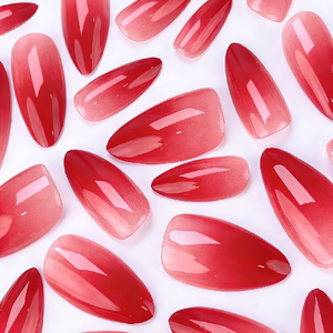 Faux <span class=keywords><strong>ongles</strong></span> brillants et élégants, <span class=keywords><strong>dégradé</strong></span> <span class=keywords><strong>rouge</strong></span> sang de pigeon, <span class=keywords><strong>ongles</strong></span> longs en amande, réutilisables, à presser - Product Image 3