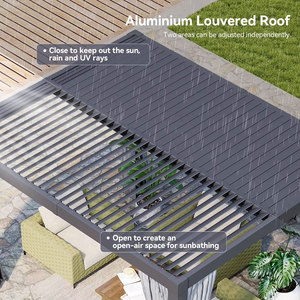 <span class=keywords><strong>Pergola</strong></span> entièrement automatique rétractable coulissante imperméable à l'eau <span class=keywords><strong>toit</strong></span> de terrasse en aluminium avec persienne et rideaux latéraux - Product Image 3