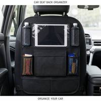 Sac de rangement pour siège arrière de voiture, organisateur multi-poches, support pour tablette et téléphone, poches en filet pour gobelets et bouteilles, voyage en famille, noir